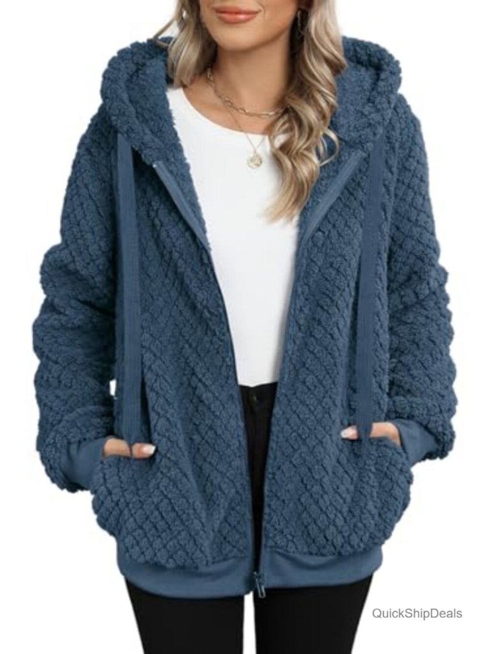 Womens Sherpa Fleece Jacket Oversized Fuzzy Zip Up Hoodie